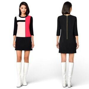 NWT Kate Spade Colorblock Mod Mini Shift Dress Size 00 Gold Zipper Go Fly A Kite
